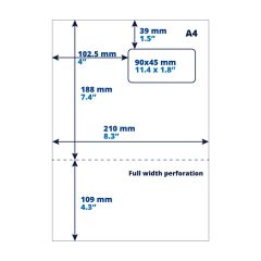 A4 pakbon / retouretiket, adresetiket, 90mm x 45mm - 100 pack