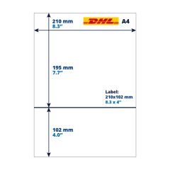 A4 pakbon / retouretiket, DHL, 102mm x 210mm, 1000 pack