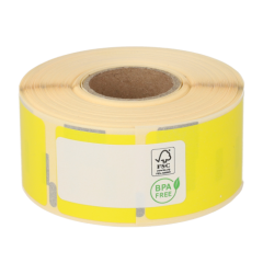 Dymo 99010 / S0722370 compatible etiketten, 89mm x 28mm, 260 etiketten op rol, permanent, geel