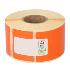 Dymo 99012 / S0722400 compatible etiketten, 89mm x 36mm, 260 etiketten op rol, permanent, oranje