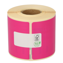 Dymo 99014 / S0722430 compatible etiketten, 101mm x 54mm, 220 etiketten op rol, permanent, roze