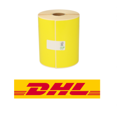DHL verzendetiketten, 102mm x 210mm, 195 etiketten, permanent, geel