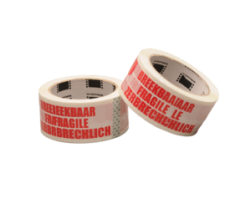 Verpakkingstape 'fragiel' wit / permanent, rood